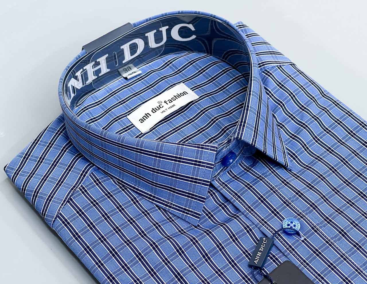Áo Sơ Mi Nam Tay Ngắn Vạt Ngang - Anh Đức Kẻ Caro Trẻ Trung, Lịch Lãm