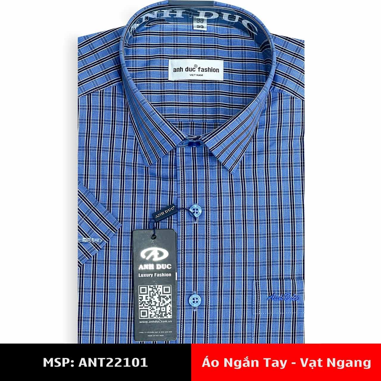 Áo Sơ Mi Nam Tay Ngắn Vạt Ngang - Anh Đức Kẻ Caro Trẻ Trung, Lịch Lãm
