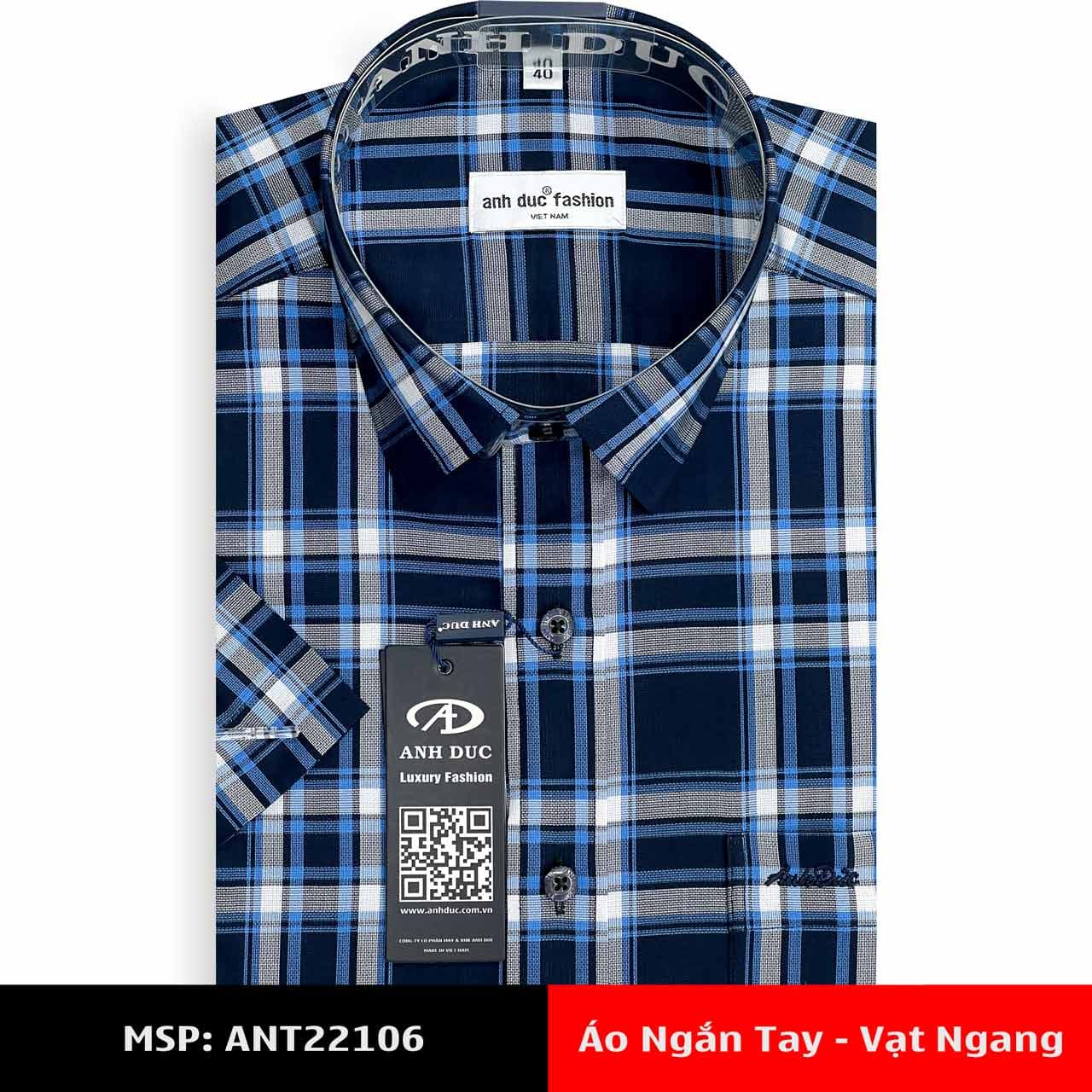 Áo Sơ Mi Nam Tay Ngắn Vạt Ngang - Anh Đức Kẻ Caro Trẻ Trung, Lịch Lãm