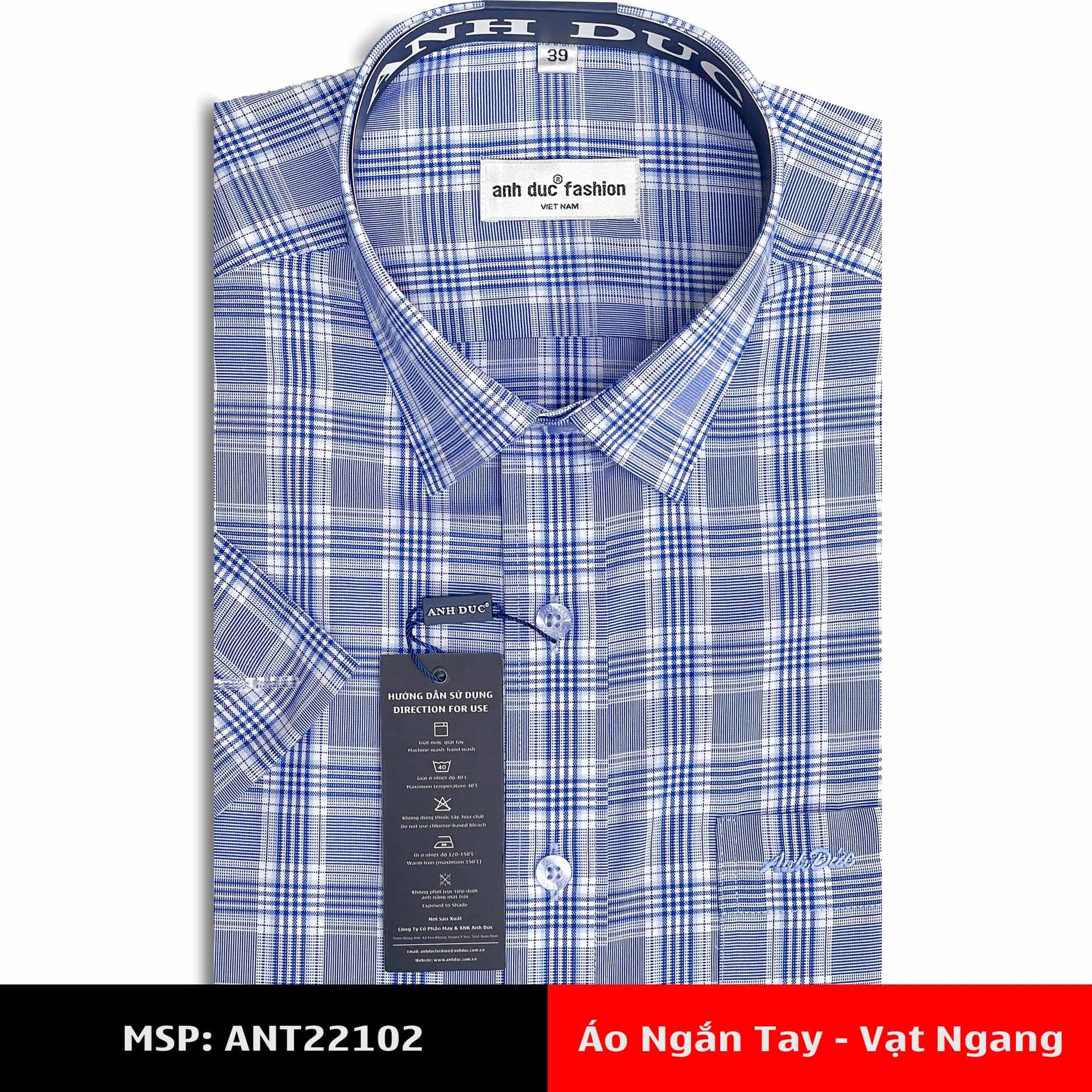 áo sơ mi tay ngắn vạt ngang Anh Đức ANT22102