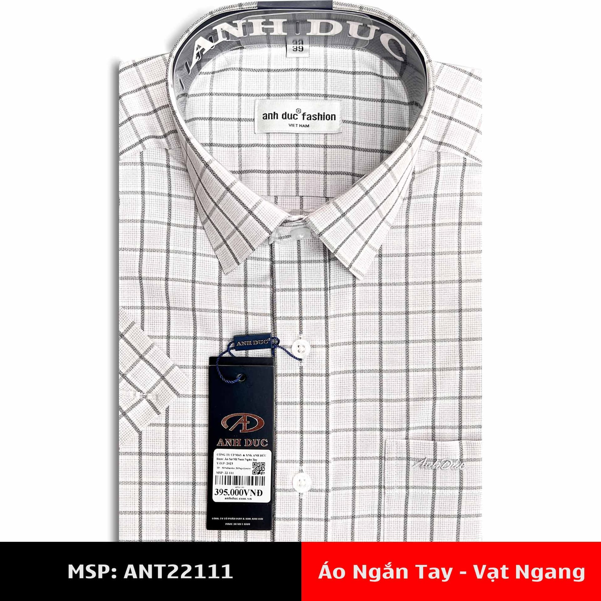 áo sơ mi tay ngắn vạt ngang Anh Đức ANT22111