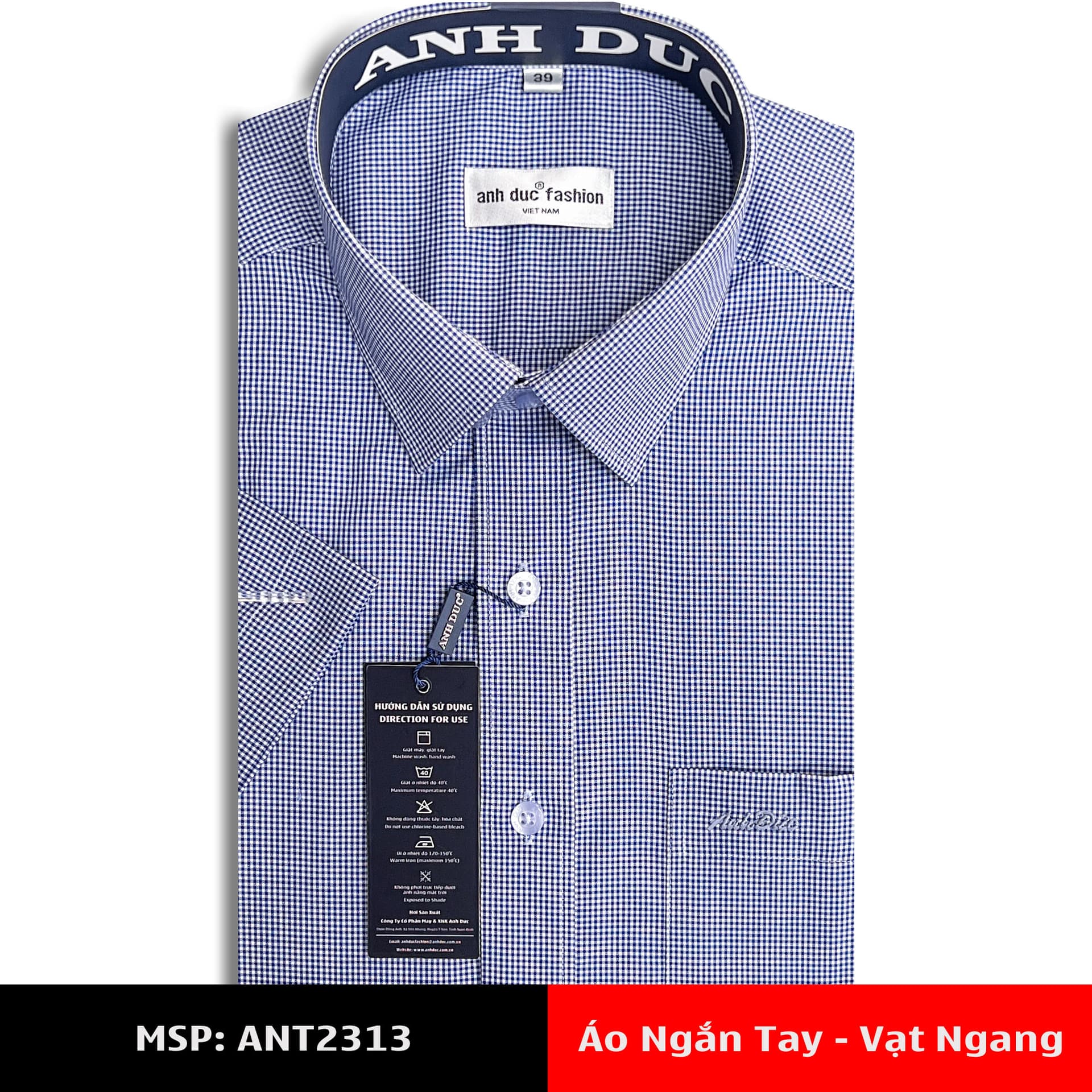 Áo Sơ Mi Nam Tay Ngắn Vạt Ngang Anh Đức