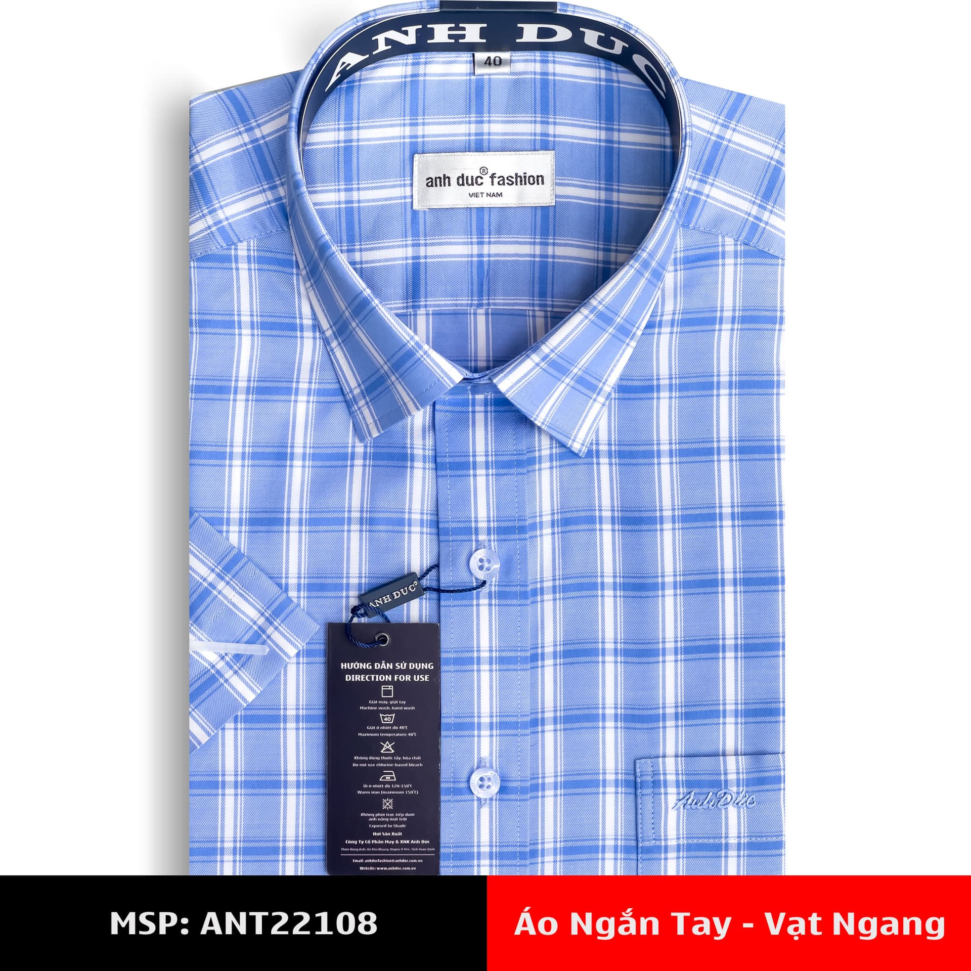 áo sơ mi tay ngắn vạt ngang Anh Đức
